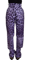 Purple Leopard Print High Waist Pants 1