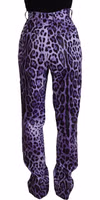 Purple Leopard Print High Waist Pants 3