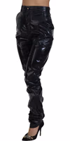 Black Nylon High Waist Skinny Pants 2