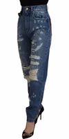 Blue Tattered Skinny Denim Cotton Jeans 2