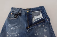 Blue Tattered Skinny Denim Cotton Jeans 4