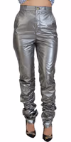 Metallic Silver High Waist Skinny Pants 1