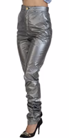 Metallic Silver High Waist Skinny Pants 2