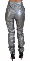 Metallic Silver High Waist Skinny Pants 3