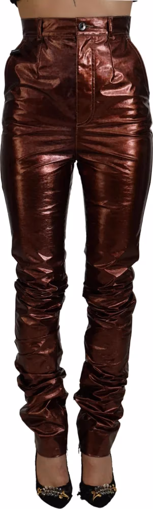 Metallic Bronze High Waist Skinny Jeans