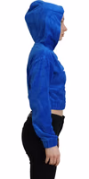 Blue Cotton Full Zip Cropped Hooded Sweatshirt Sweater 4