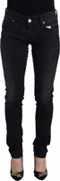 Black Cotton Low Waist Slim Fit Women Casual Denim Jeans 1