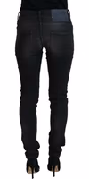 Black Cotton Low Waist Slim Fit Women Casual Denim Jeans 3