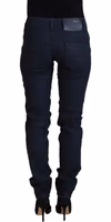 Blue Cotton Low Waist Slim Fit Women Casual Denim Jeans 3
