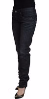 Black Cotton Low Waist Slim Fit Women Casual Denim Jeans 2