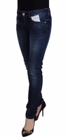Blue Cotton Low Waist Slim Fit Women Casual Denim Jeans 2