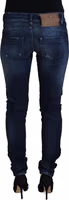 Blue Cotton Low Waist Slim Fit Women Casual Denim Jeans 3