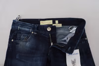 Blue Cotton Low Waist Slim Fit Women Casual Denim Jeans 4