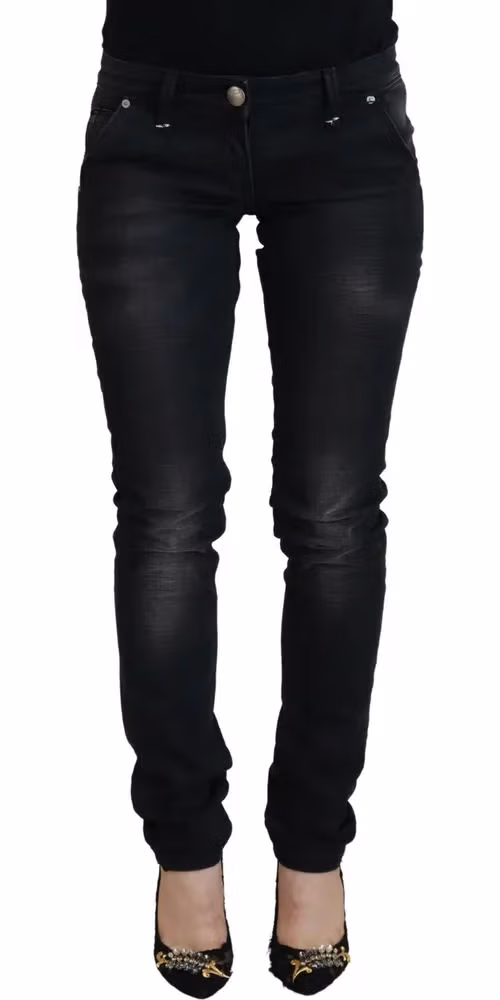 Black Washed Cotton Skinny Women Casual Denim Jeans
