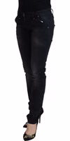 Black Washed Cotton Skinny Women Casual Denim Jeans 2
