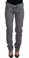 Gray Washed Cotton Skinny Women Casual Denim Jeans 1