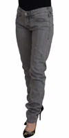 Gray Washed Cotton Skinny Women Casual Denim Jeans 2