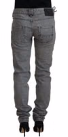 Gray Washed Cotton Skinny Women Casual Denim Jeans 3