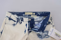 White Blue Cotton Skinny Women Tattered Denim Jeans 4