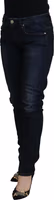 Blue Cotton Skinny Low Waist Women Casual Denim Jeans 2