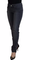 Gray Cotton Skinny Low Waist Women Casual Denim Jeans 2