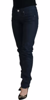 Blue Cotton Skinny Low Waist Women Casual Denim Jeans 2
