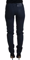Blue Cotton Skinny Low Waist Women Casual Denim Jeans 3