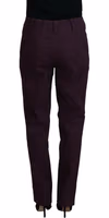 Purple Cotton Mid Waist Women Tapered Pants 3