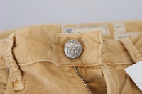 Brown Cotton Corduroy Low Waist Women Casual Jeans 5