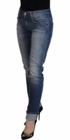 Blue Washed Cotton Low Waist Women Casual Jeans 2