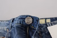 Blue Washed Cotton Low Waist Women Casual Jeans 4