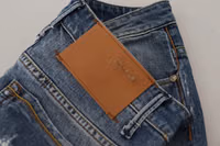 Blue Washed Cotton Low Waist Women Casual Jeans 5