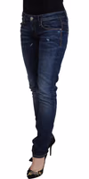 Blue Washed Cotton Low Waist Women Casual  Jeans 2