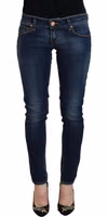 Blue Cotton Low Waist Skinny Women Casual Jeans 1