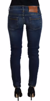 Blue Cotton Low Waist Skinny Women Casual Jeans 3