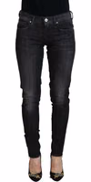 Black Cotton Low Waist Skinny Women Casual Jeans 1