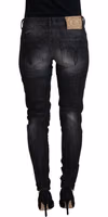Black Cotton Low Waist Skinny Women Casual Jeans 3