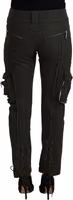 Green Lace Up Leg Women Tapered Pants 3