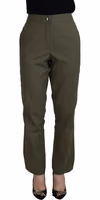 Green Cotton High Waist Women Tapered Pants 1