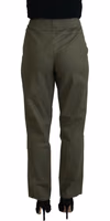 Green Cotton High Waist Women Tapered Pants 3