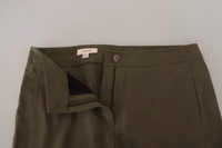 Green Cotton High Waist Women Tapered Pants 4