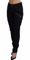 Black Cotton Mid Waist Skinny Slim Fit Denim Jeans 2