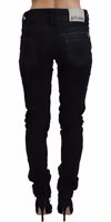 Black Cotton Mid Waist Skinny Slim Fit Denim Jeans 3