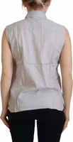 Light Gray Stripes Cotton Sleeveless Collared Top 3