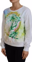 White Graphic Print Long Sleeves Sweater 2