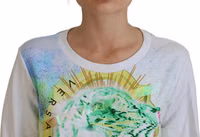 White Graphic Print Long Sleeves Sweater 4