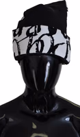White Printed Nylon Women Winter Beanie Cap Hat 1