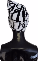 White Printed Nylon Women Winter Beanie Cap Hat 3
