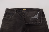 بنطال جينز رجالي رمادي من القطن المخملي المضلع 4