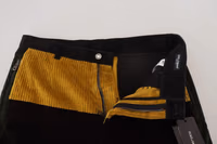 Black Yellow Cotton Men Pants 4